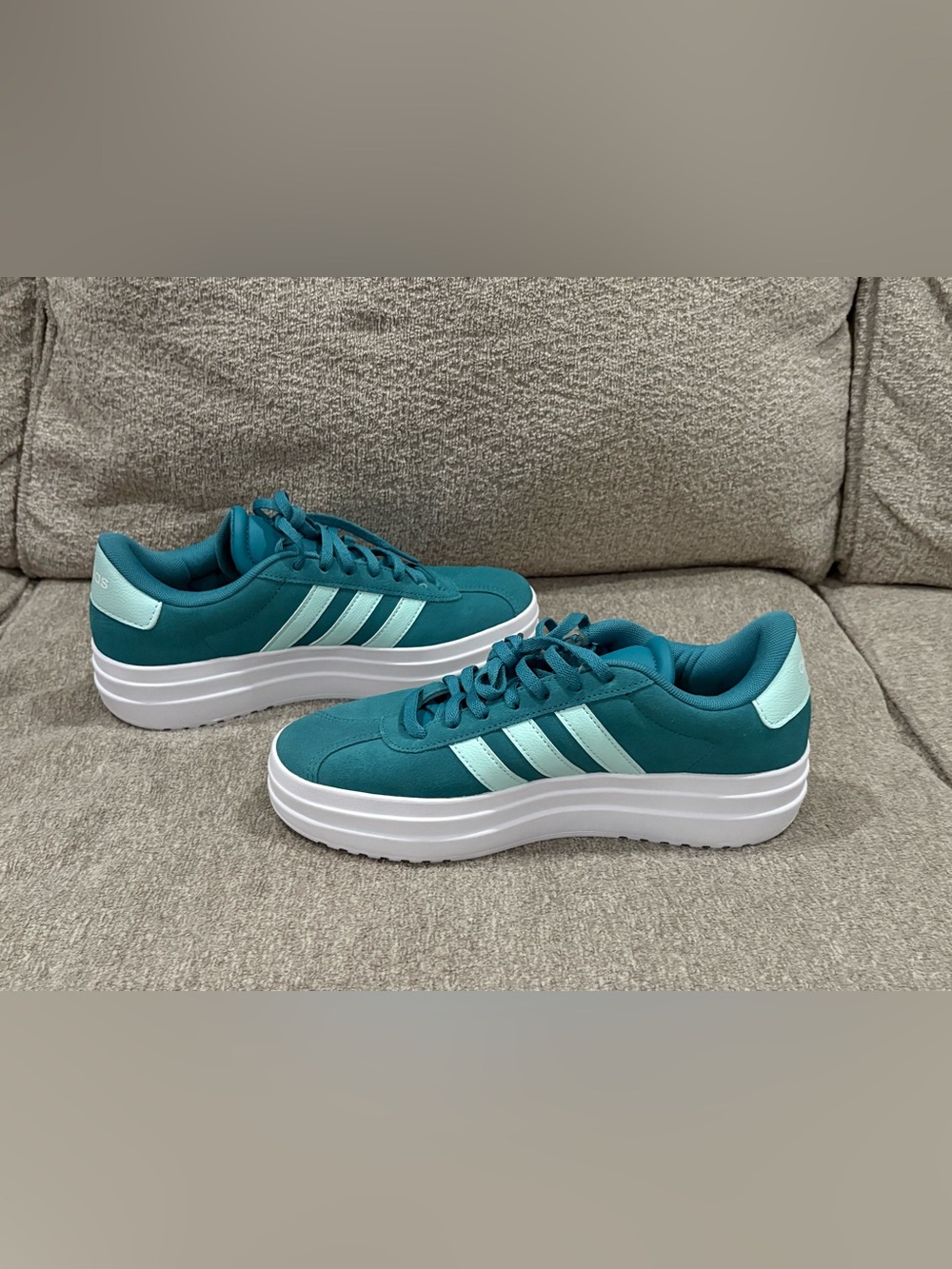 adidas Women's Teal Sneakers with Mint Stripes